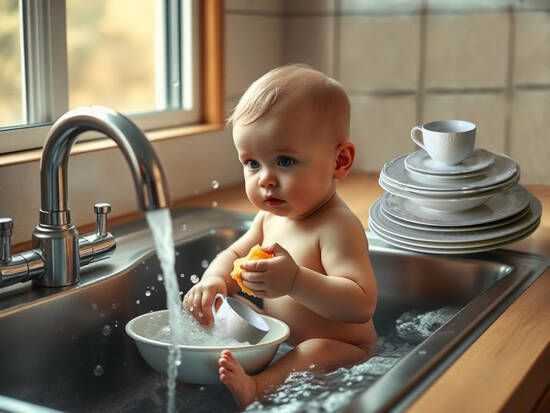 Cheerful dishwashing