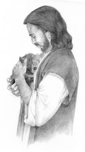 Jesus and kitten