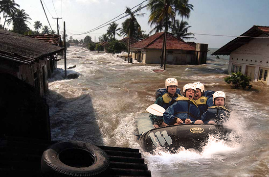 During the tsunami