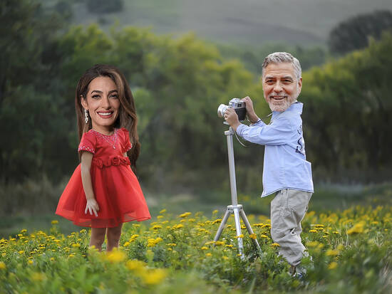 The Clooneys on holiday