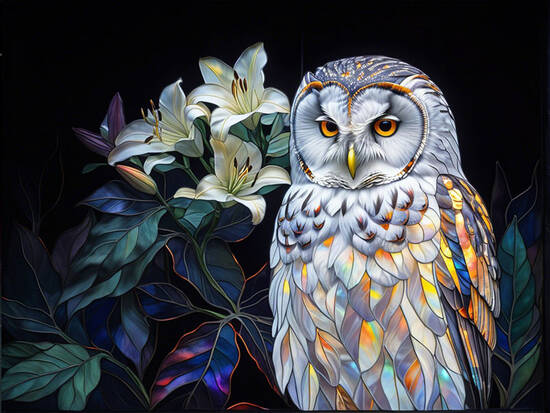 Owl and Flowers