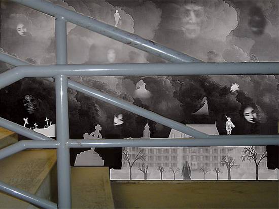 Ghostly Stairwell Mural