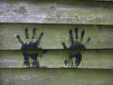 Hand Prints On Old Wood
