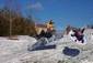 snow dish sled race