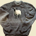 Sheep on a wool sweater