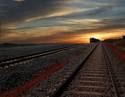 Train at sunset