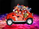  11 Clowns in a red bug