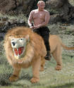 Putin and Cerberus lion