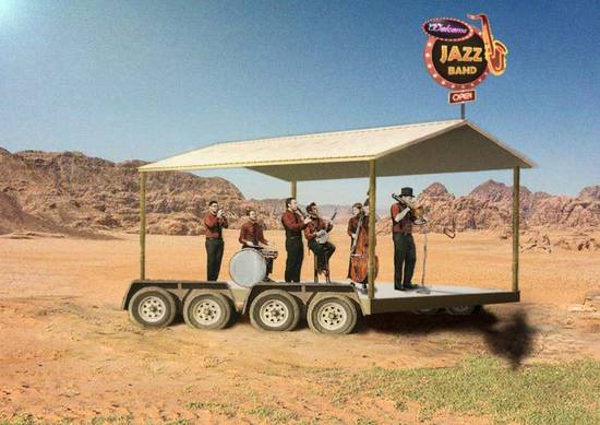 Jazz band on wheels