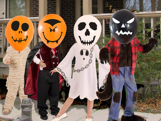 Censored kids in costume