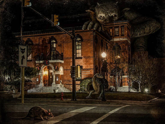 At night 