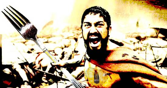 leonidas with fork weapo