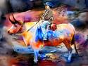 Cowboy riding Bull